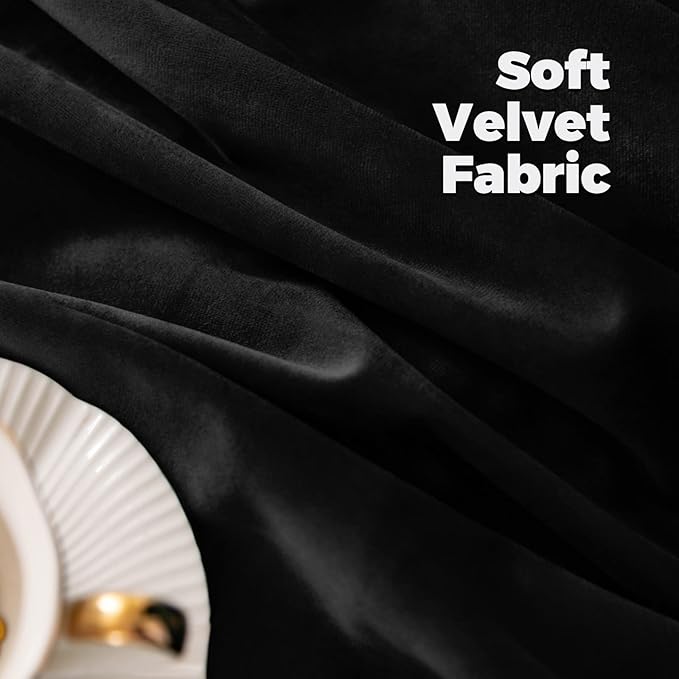 BGment Halloween Black Velvet Blackout Curtains for Living Room, 84 inches Long Thermal Insulated Curtains Noise Reduce Back Tab and Rod Pocket Luxury Panels for Bedroom, 2 Panels, 42 x 84 Inch