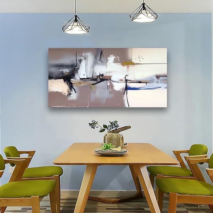 Black and White Ink Abstract Wall Art Print Oil Paintings Abstract Canvas Wall Art for Living room Office Bedroom Modern Brown Pictures Wall Decor Artwork Waterproof Ready to Hang - 20in * 40inch