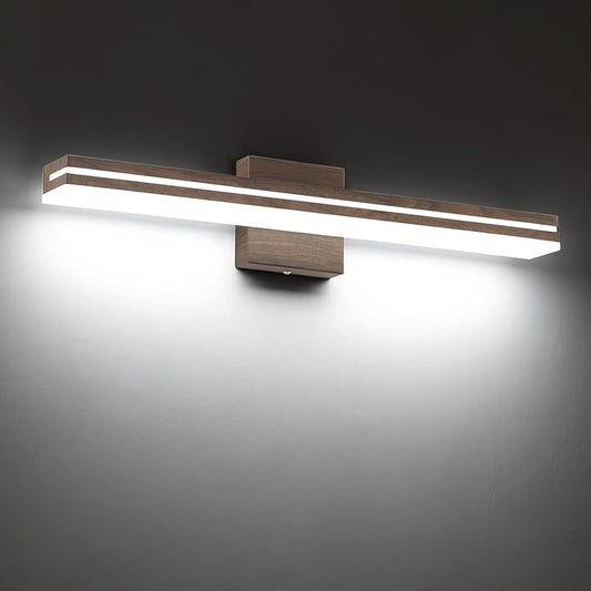 SineRise 24-Inch LED Modern Bathroom Vanity Light Bar, Brown Modern Acrylic Bathroom Wall Lighting Fixtures Over Mirror (Cool White 6000K)