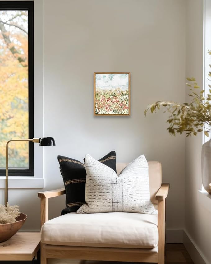 KBKBART Framed Wall Art for Bedroom Decor, Vintage Spring Flower Pictures Aesthetic, Farmhouse Wall Decor Meadow Floral Bathroom Canvas Oil Painting, Canvas Wall Art Summer Room Decor, Gifts for Friends or Family(8"x10")