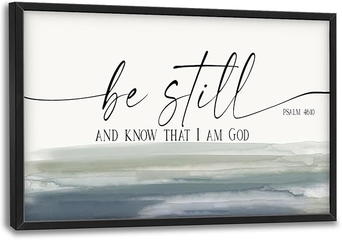 Flintis Large Christian Wall Art Be Still and Know That I Am God Sign Pictures Wall Decor Bible Verse Canvas Painting Print Artworks Framed for Living Room Bathroom Master Bedroom Office 36L x 24W