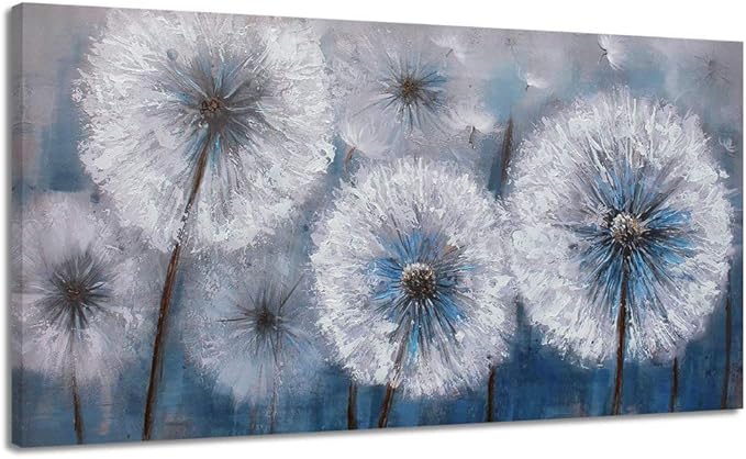 Dandelion Painting Wall Art Canvas Print Picture for Living Room Large White Flower Flora Home Bedroom Decoration Modern Framed Artwork Decor, 20x40