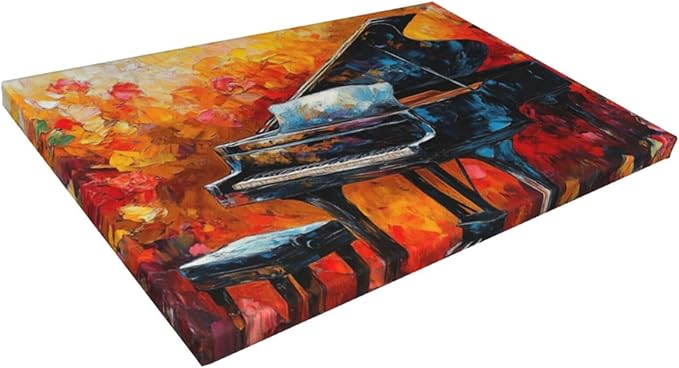 Olivine Music Large Wall Art, Vintage Piano Pictures Wall Decor, Jazz Painting, Musical Instrument Canvas Prints, Framed Artwork for Dining Room Living Room Bedroom Bathroom Office Home Decor 60"x30"