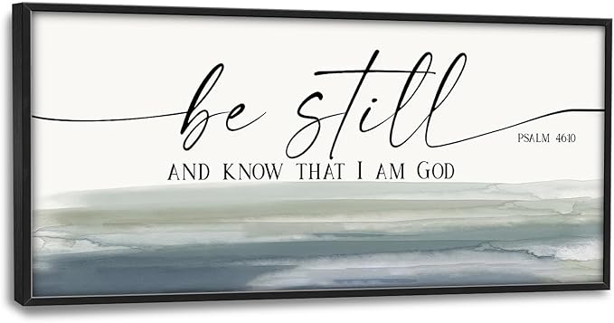 Flintis Large Christian Wall Art Be Still and Know That I Am God Sign Pictures Wall Decor Bible Verse Canvas Painting Print Artworks Framed for Living Room Bathroom Master Bedroom Office 60L x 30W
