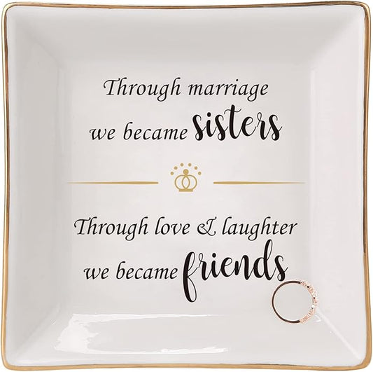HOME SMILE Ceramic Ring Dish Jewelry Tray for Mom Sister Friends