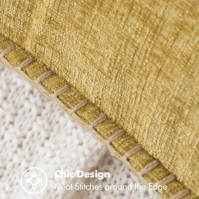 MIULEE Pack of 2 Couch Throw Pillow Covers 18x18 Inch Mustard Yellow Farmhouse Decorative Pillow Covers with Stitched Edge Soft Chenille Solid Dyed Fall Pillow Covers for Sofa Bed Living Room