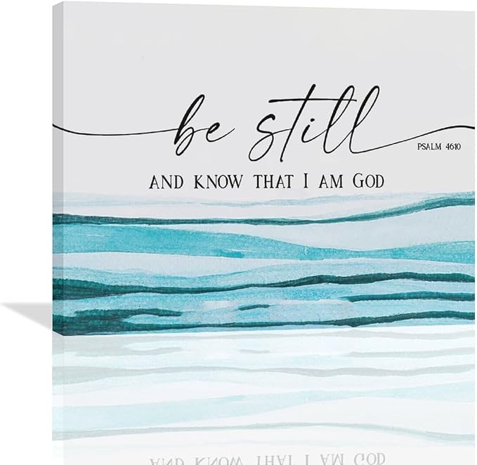 Large Christian Wall Art Be Still and Know That I Am God Pictures Wall Decor Bible Verse Psalm Canvas Painting Print Modern Home Decor Artworks Framed for Living Room Bathroom Master Bedroom 20"x16"
