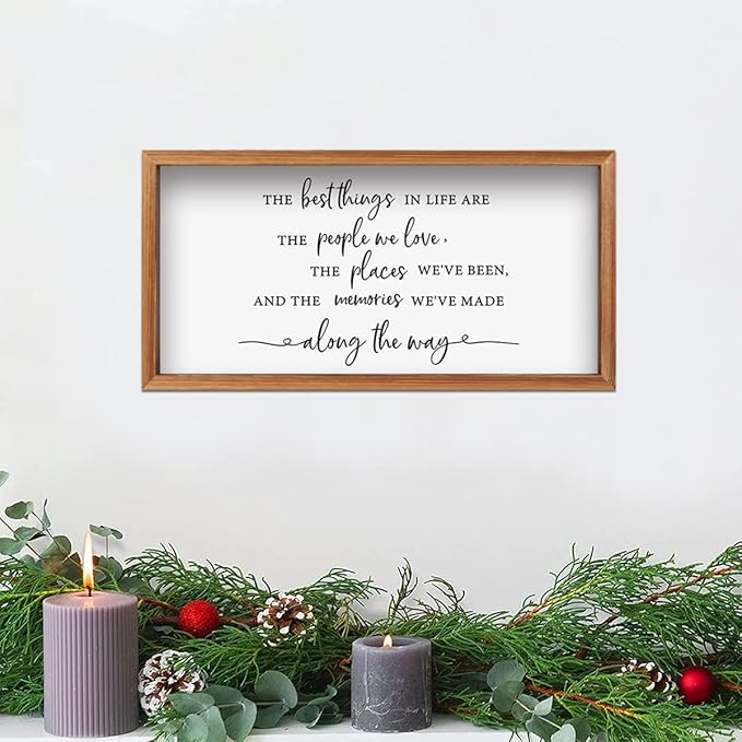 CHDITB The Best Things in Life Framed Wood Sign Plaque(16"×32"), Wooden Wall Table Sign with Scripture Bible Verse Quotes, Vintage Family Sign Housewarming for Home Bedroom Farmhouse Guest Room
