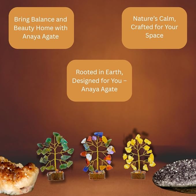 Crystal Tree Gift for Women, Set of 12 Handcrafted Tree of Life Chakra Healing Crystals & Stones for Positive Energy, Good Luck, Home and Office Desk Decor, Birthday Gifts for Mom & Dad