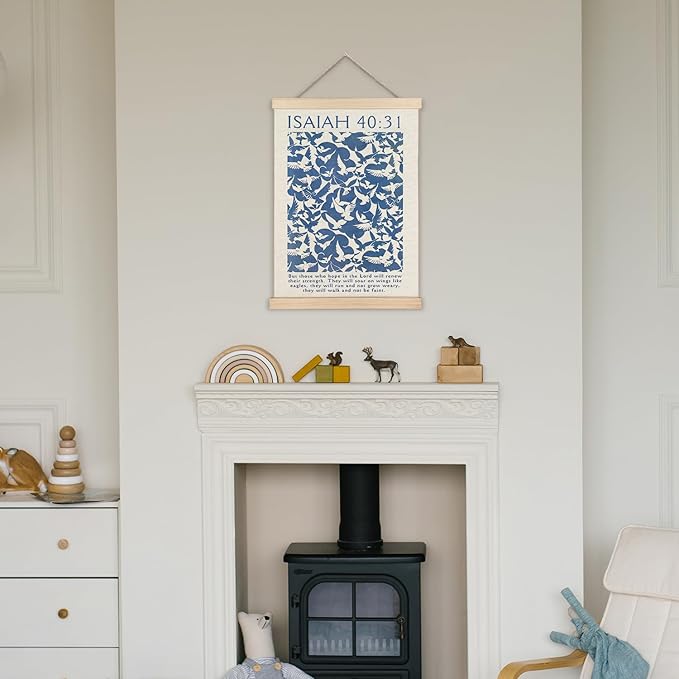 Supwhd Isaiah 40:31 Eagles Christian Wall Art with Wooden Poster Hanger, God is Good Bible Verses Posters Wall Art Decor, Christian Wall Decor for Home Room, 16x24