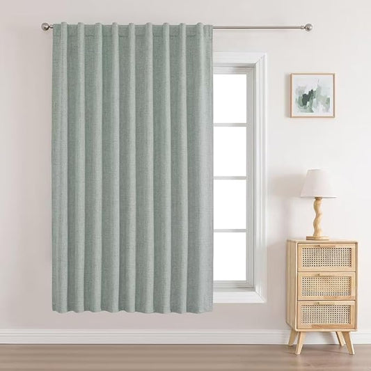 Joydeco Custom 100% Blackout Long Drapes for Bedroom Living Room Blackout Darkening Curtain Thermal Insulated Back tab Rod Pocket 1 Panel(Sage Green,Custom Size)