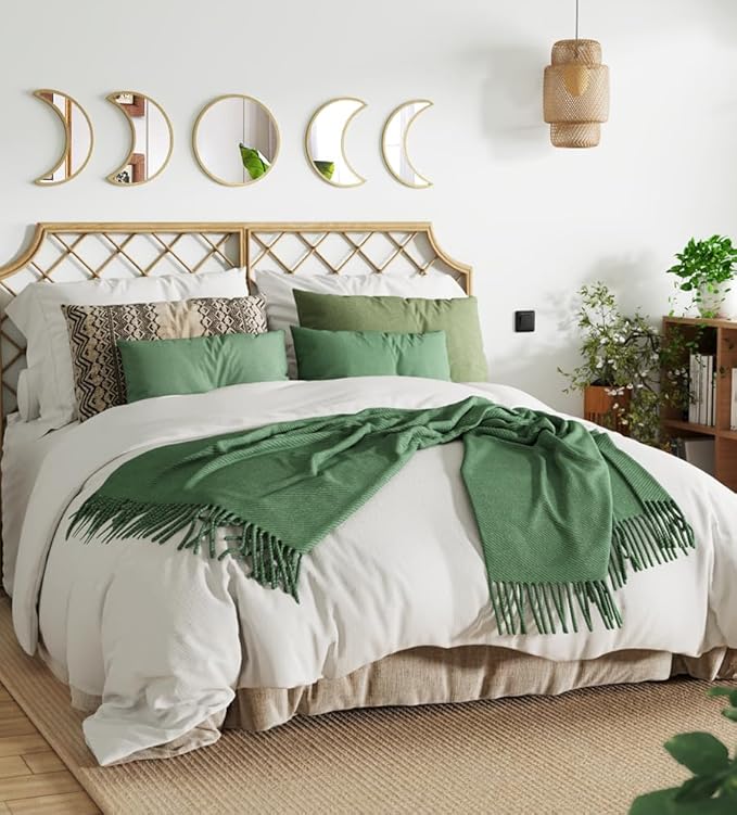 Stylish Moon Phase Wall Mirrors Set – 5-Piece Decorative Acrylic Bohemian Mirrors for Home Decor, Living Room & Bedroom Room(RAW)