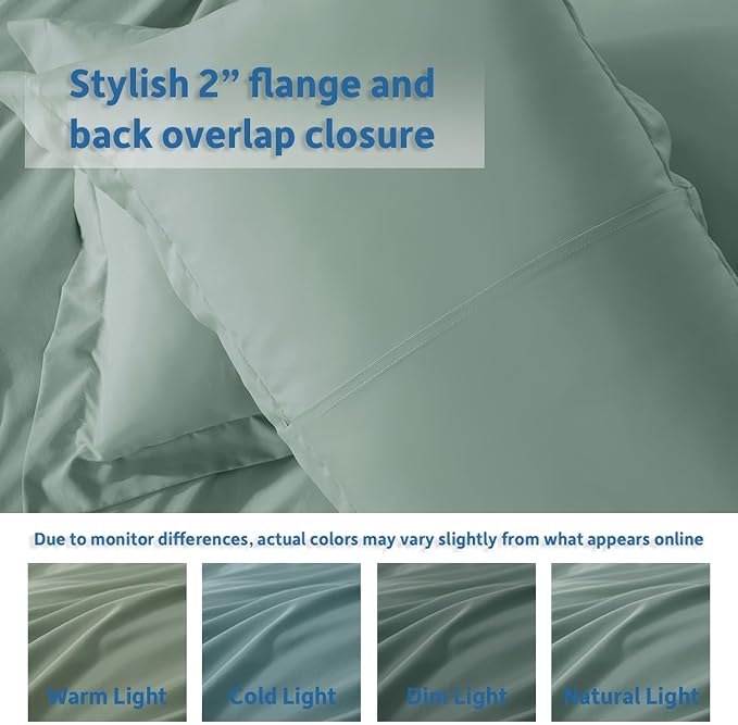 Nestl Sage Green Duvet Cover King Size - Soft Double Brushed King Duvet Cover Set, 3 Piece, with Button Closure, 1 Duvet Cover 104x90 inches and 2 Pillow Shams