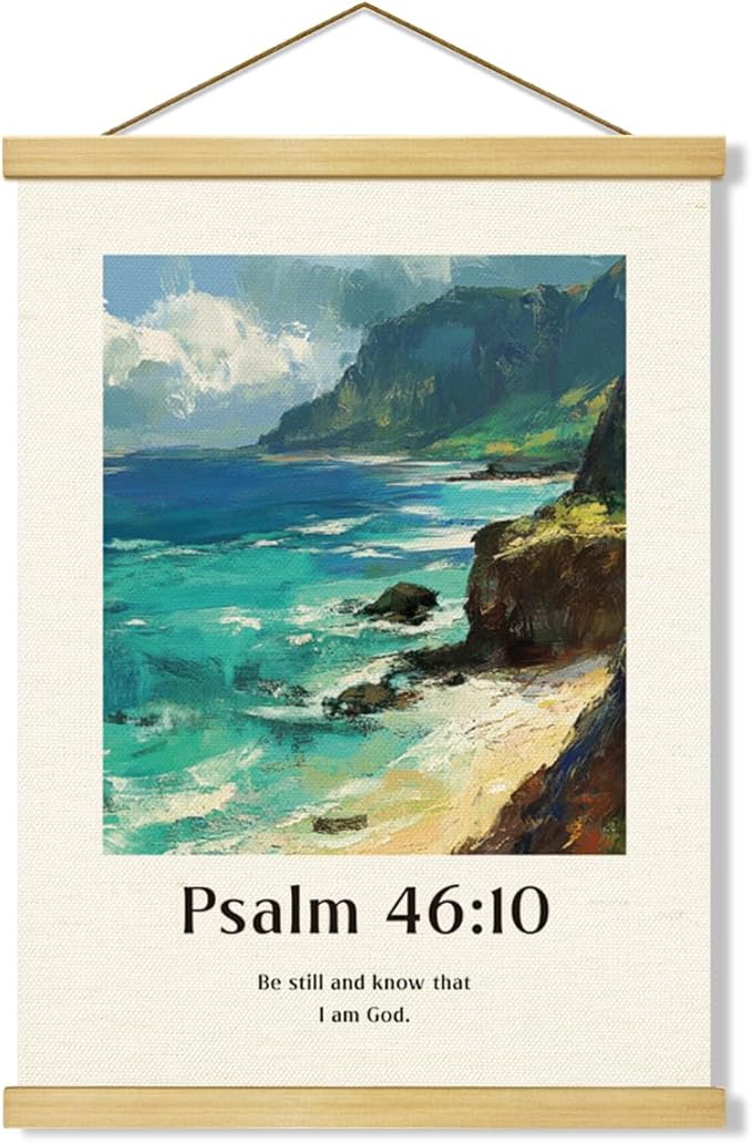 Vintage Christian Canvas Poster, Psalm 46:10 Canvas Poster Wood Hanger, Christians Wall Art, Bible Verse Posters, Modern Canvass Posters Decors, Home Decor Accent, Christian Gift