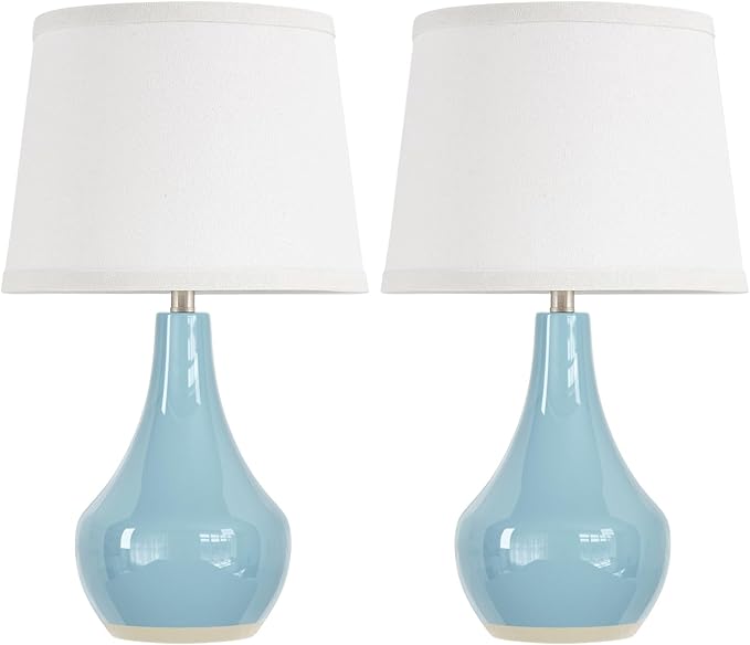 Seealle 19.4" Modern Sky Blue Table Lamp Set of 2-Bedside Lamps for Nightstand, Bedroom Lamp for Living Room Desk End Table Office Guest Room Dresser