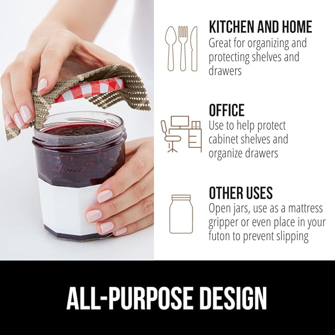 GORILLA GRIP powerGRIP Drawer Shelf and Cabinet Liner, Thick Strong Hold, Non-Adhesive Liners Protect Kitchen Cabinets and Cupboard, Bathroom Drawers, Easy Install, Breathable Mat, 17.5" x30', Beige