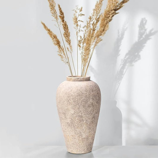 Ceramic Flower Vase Home Decor - 9.2 inch Large Farmhouse Table Vases, Rustic Decorative Vases for Kitchen Living Room Coffee Dining ShelfMantel Decoration