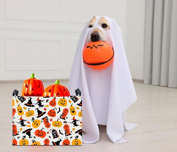 CLOCOR Rectangular Storage Basket Empty,Gift Basket for Kids,Waterproof Toy Storage Bin with Handles,Room Decor(Witch Halloween)