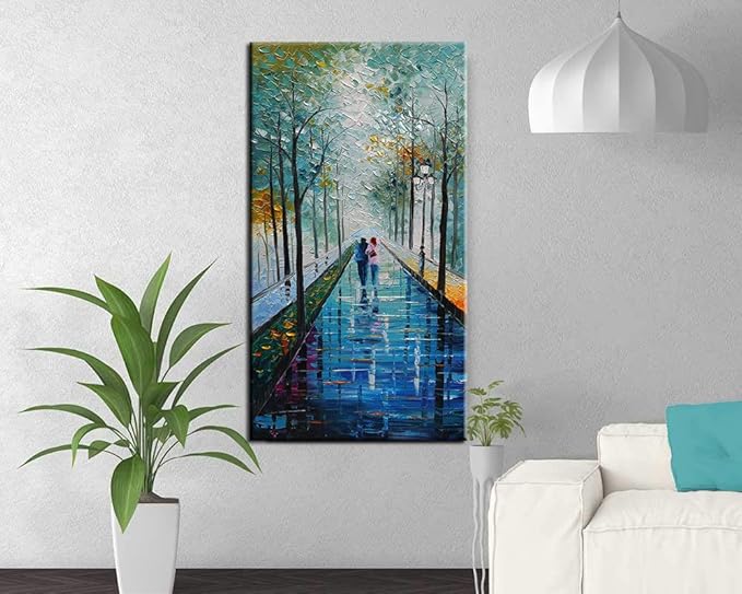 Tyed Art- Landscape Oil Painting On Canvas Textured Tree Abstract Contemporary Art Wall Paintings Handmade Painting Home Office Decorations Canvas Wall Art Painting 24x48inch