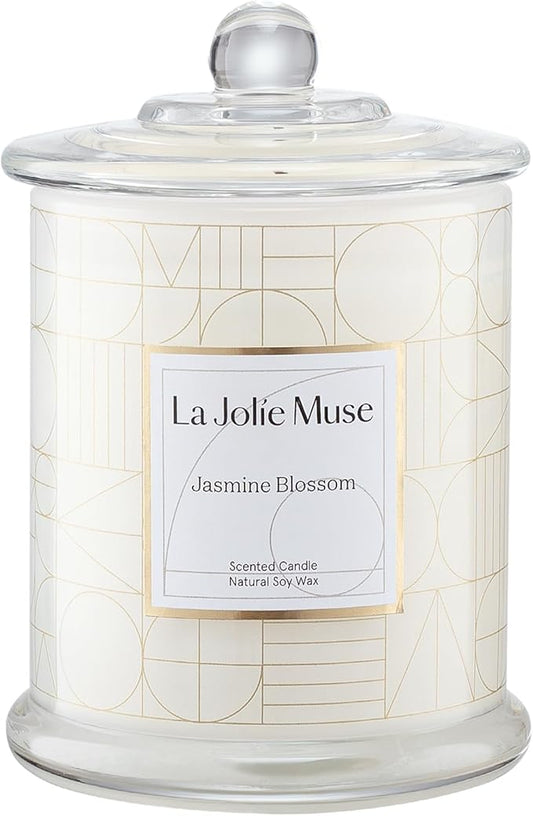 LA JOLIE MUSE Jasmine Candle, Mothers Day Gifts Candles for Women with Gift Box, Scented Candles for Home Scented, Luxury White Natural Soy Candle, 70 Hours 10 oz