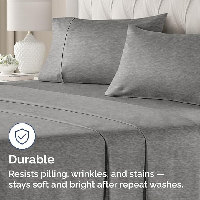 King Pillow Cases Set of 2 - Ultra Soft Hotel Quality Pillowcase Covers - Comfy, Cozy & Wrinkle Free - Shrinkage and Fade Resistant - Machine Washable Pillow Protectors - 2 Piece Set - Heathered Grey