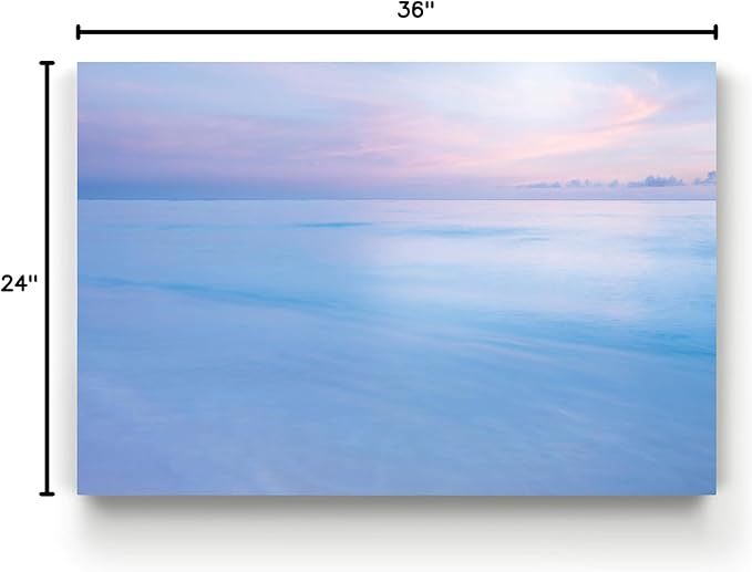 Renditions Gallery Canvas Nature Wall Hanging Art Pastel View of Blue Ocean and Sky Modern Artwork for Bedroom Living Room Kitchen Walls - 24"X36" LT08