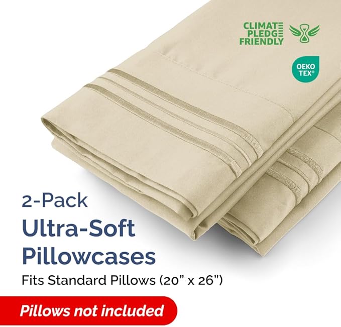 New Pillow Cases, Standard, Cream