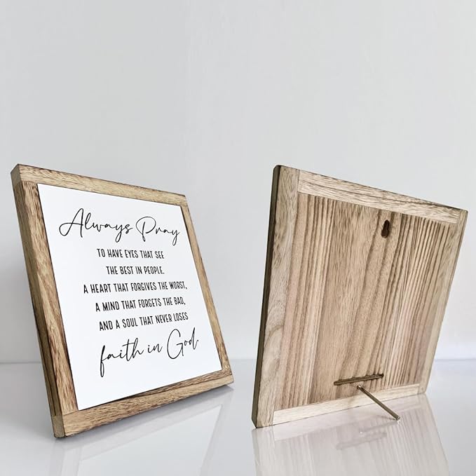 Scripture Sign, Always Pray to Have Eyes That See the Best In People Sign, Wooden Plaques Box Signs, Inspirational Bible Verse Decor Sign, Christian Tabletop Decor, Religious Decor Art