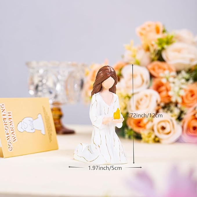 Miscarriage Gifts for Mothers, Radiant Hope, Hand-Painted Resin Sculpture of Woman in Cream Dress Holding Golden Flame, for Sympathy, Comfort, Remembrance, and Healing