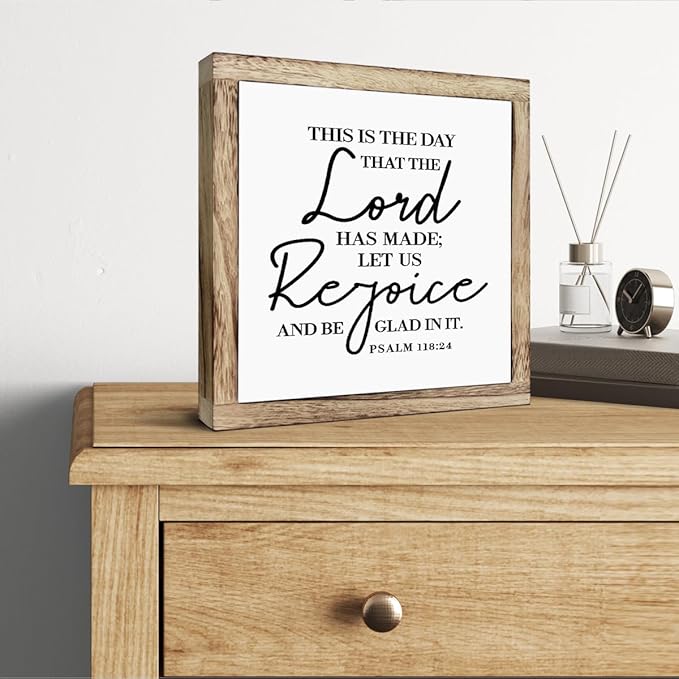 Scripture Sign, This is The Day That The Lord has Made Sign, Wooden Plaques Box Signs, Christian Wood Sign, Bible Verse Decor, Table Shelf Decoration, Psalm 118:24 Sign, Housewarming Gift