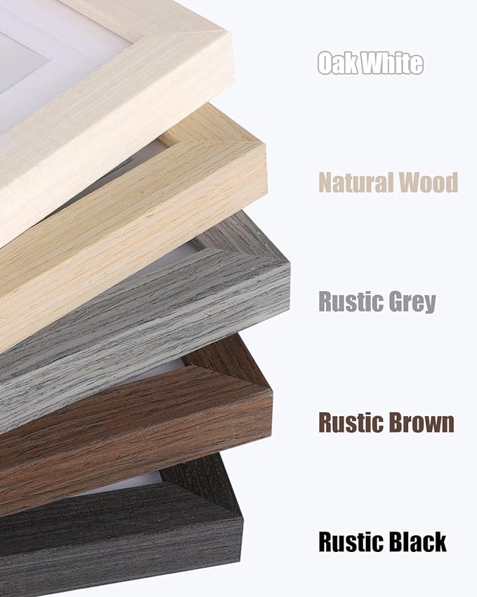 Egofine 9x12 Picture Frames Set of 4, Made of Solid Wood Covered by Plexiglass 5x7 and 6x8 with Mat or 9x12 without Mat, for Table Top Display and Wall Mounting Photo Frame Light Grey