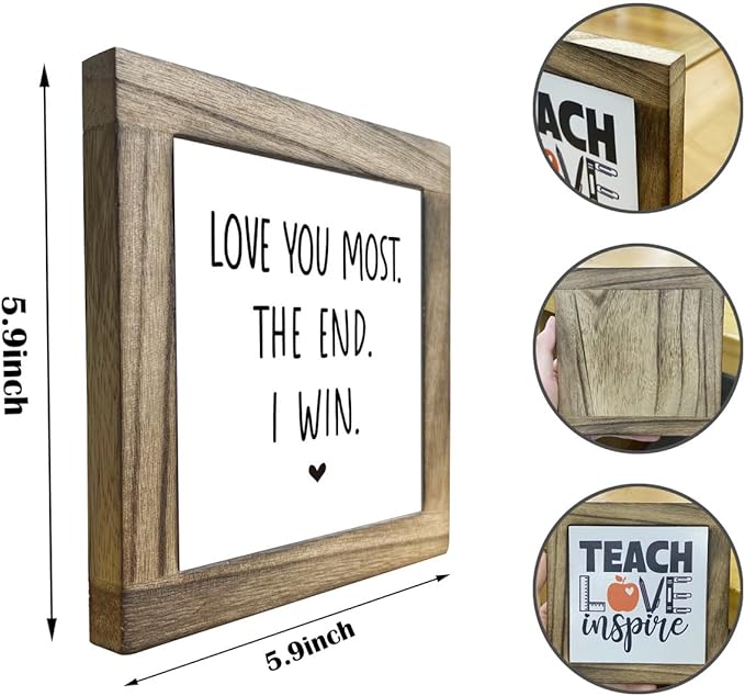 Inspirational Sign, Box Wood Plaques Desk Décor, Family Love Sign, Plaque for Valentines Day, Sweet Home Decor for Shelf, Girlfriend Gift, Meaningful Gifts for Wife, Love You Most The End I Win