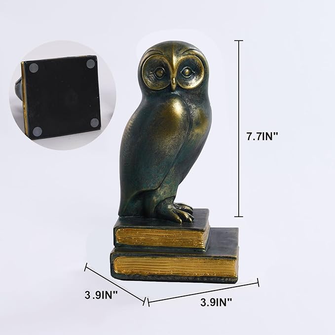 Book Ends for Shelves, Owl Decorative Bookends Bronze Bird Book Stopper Unique Kids Book Holders with Anti-Slip Base Luxurious Bookends for Kids Rooms Office Home Decor(Bronze)