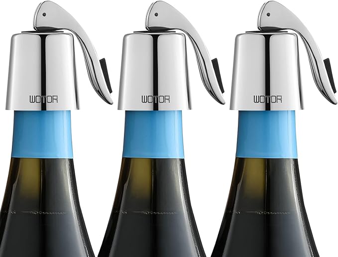 Wine Stoppers Stainless Steel Wine Bottle stopper Plug with Silicone Reusable Wine Saver Leak proof Keep Fresh Silver 3 pack