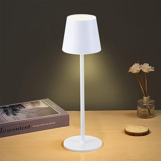 Cordless Table Lamps USB Rechargeable Simplicity Desk Lamp Built-in 4600 mAh Battery LED Battery Operated lamp with Touch Control Table lamp - Bedroom/Desk/Reading/Patio(White)