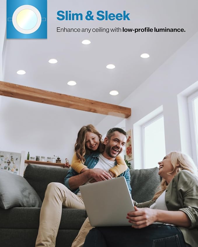 Sunco Lighting 6 Inch Ultra Thin LED Recessed Ceiling Lights Slim, Selectable Color Temperature, Dimmable 14W=100W, 850 LM, Canless Wafer Thin with Junction Box - ETL Energy Star 6 Pack.