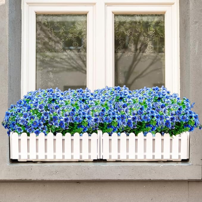 Artificial Flowers Outdoor UV Resistant Fake Plants,12 Bundles Faux Greenery for Fall Thanksgiving Christmas Porch Decor, Home Garden Patio Window Box Decorations