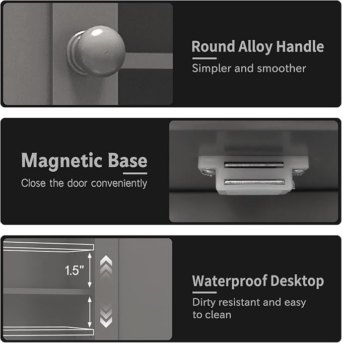 TaoHFE Grey Bathroom Cabinet with 2 Door Adjustable Shelves, Over The Toilet Storage, Wall Mounted Medicine Cabinet for Bathroom & Laundry Room