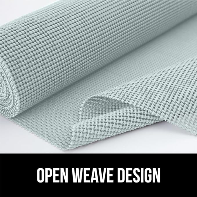 GORILLA GRIP powerGRIP Drawer Shelf and Cabinet Liner, Thick Strong Hold, Non-Adhesive Liners Protect Kitchen Cabinets and Cupboard, Bathroom Drawers, Easy Install, Breathable Mat, 12" x10', Spa Blue