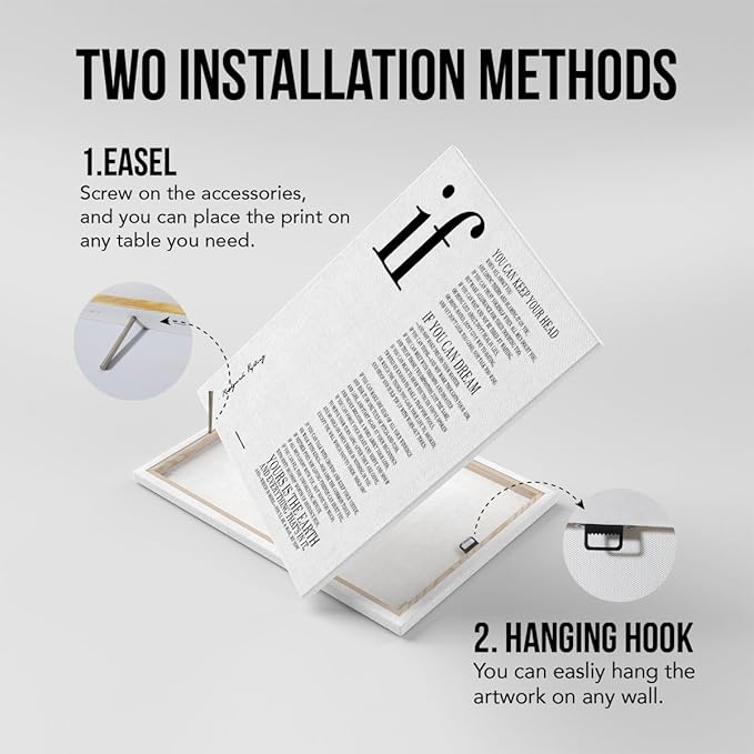 Inspirational Canvas Wall Art If Poem Positive Print Framed Painting Artwork Ready to Hang Modern Home Office Wall Decor 15x11.5 Inches