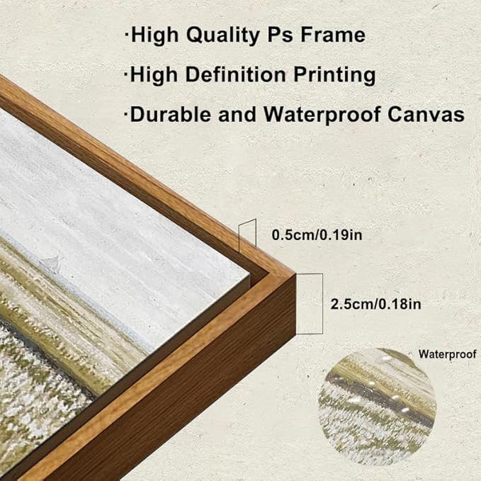 KBKBART Framed Vintage Wall Art Prints, Retro Countryside Flower Field Nature Wilderness Canvas Painting Farmhouse Decor Wall Art, Rustic Landscape Wall Decor for Bathroom, Bedroom Living Room,