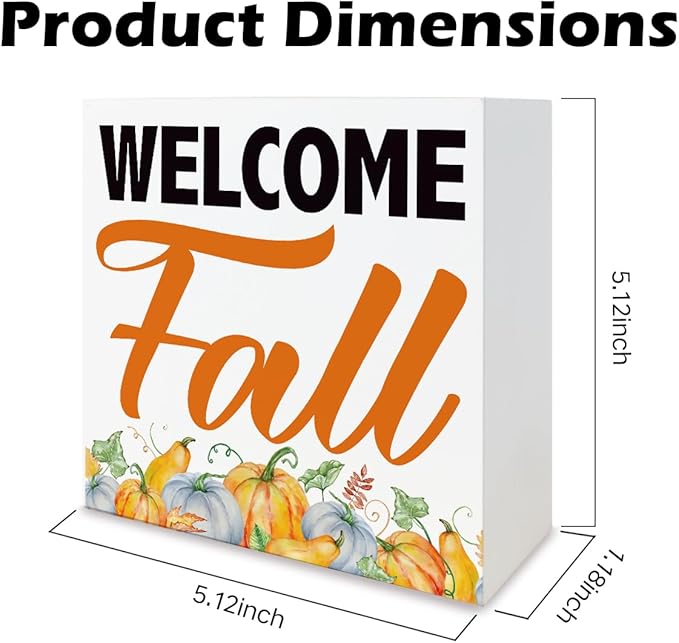 Welcome Fall Wooden Box Sign, Front Door Porch Decor, Desk Decors Art, Decorative Wooden Table Signs, Rustic Farmhouse Home Decor, Autumn Decoration Gift, Fall Wood Signs A3