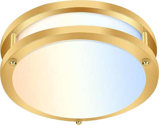 hykolity 13 inch Flush Mount LED Ceiling Light Fixture, 2700K/3000K/3500K/4000K/5000K Adjustable Ceiling Lights, Gold Saturn Dimmable Lighting for Hallway Bathroom or Kitchen ETL Listed 1Pack