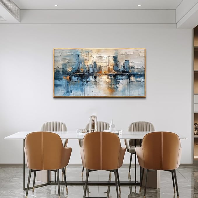 ZUITINGHUA Wood Framed Canvas Wall Art For Living Room Decor For Bedroom Office Wall Decoration Blue Abstract Painting Modern Pictures Artwork Room Aesthetic Home Decor 20x40 In
