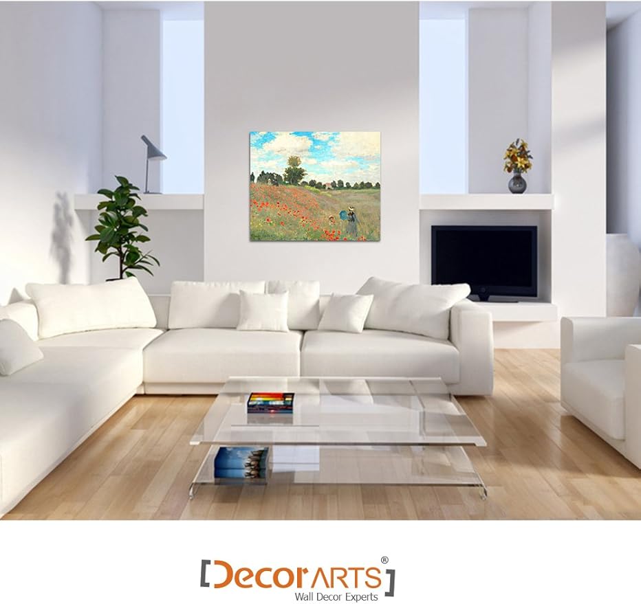 DECORARTS - Poppies at Argenteuil, 1873, Claude Monet Art Reproduction. Giclee Canvas Prints Wall Art for Home Decor 24x20