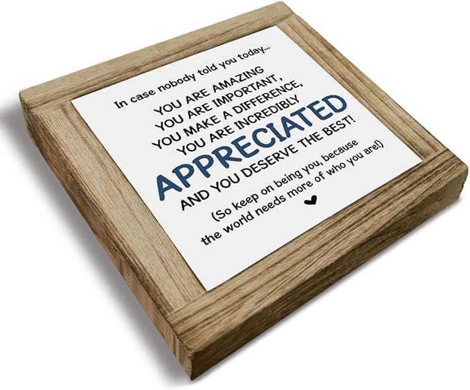 Affirmations Sign, Inspirational Decor for Cubicle Office Workplace, Motivational Desktop Sign - You are Incredibly Appreciated, Gift for Teens Coworkers Friends 5.9x5.9x0.7inch Home 08