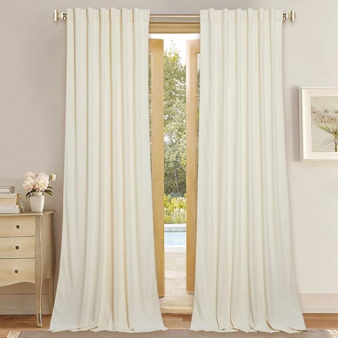 StangH Ivory White Curtains 94 inches Long Back Tab Light Filtering Privacy Drapes, Thermal Insulated Curtain Panels for Elegant Bedroom/Office/Dining Room, W52 x L94, 2 Panels