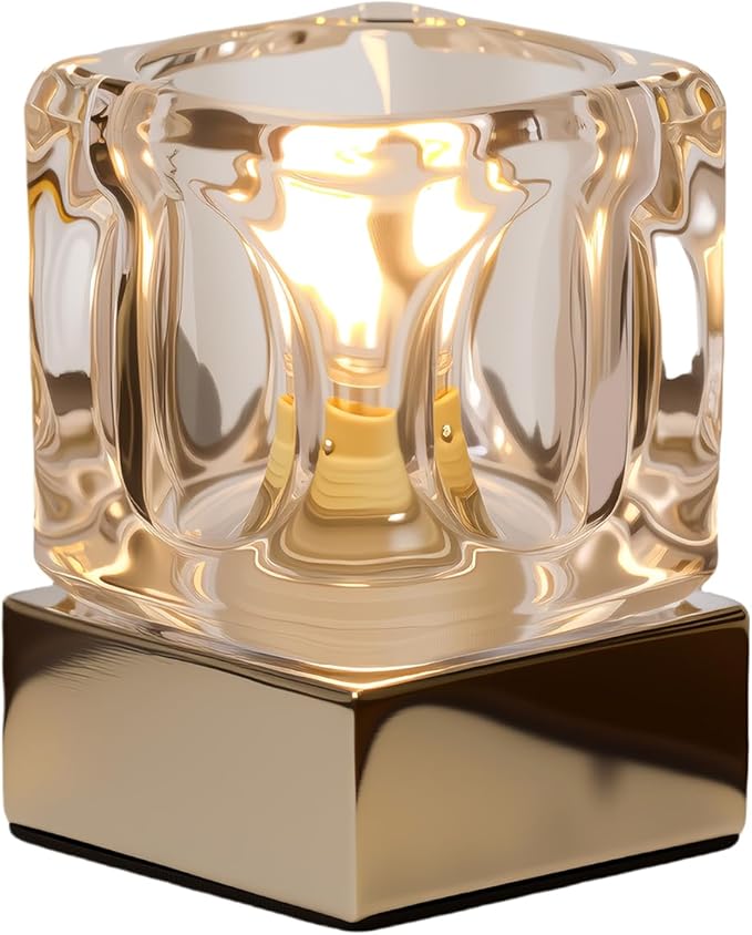Mini Touch Crystal Table Lamp, 4 x4 x 2.7 Inch Accent Desk Lamp Bedroom Night Light