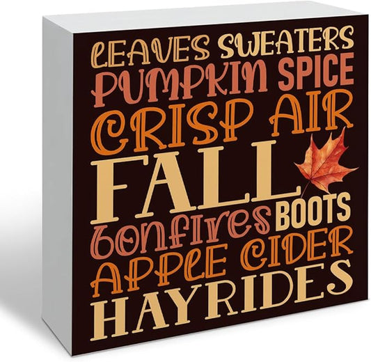 Fall Wood Sign, Maple Leaves Decors, Autumn Artwork Decor for Home Office, Desk Decor Art, Autumn Thanksgiving Wooden Decors, Decorative Fall Signs, Rustic Wood Signs A17