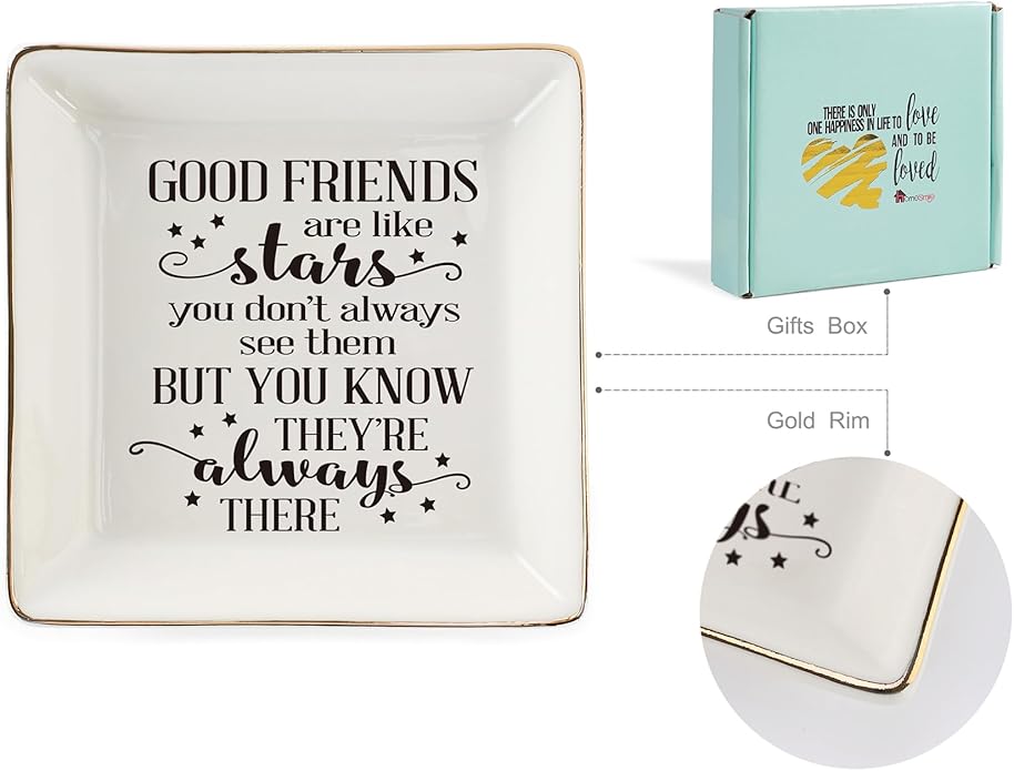 HOME SMILE Ceramic Ring Dish Jewelry Tray for Mom Sister Friends